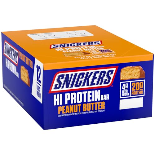 0040000591108 - SNICKERS PEANUT BUTTER HI PROTEIN BAR, 24.12 OZ, 12 COUNT BOX