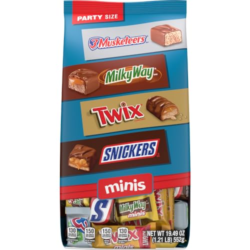 0040000598480 - SNICKERS, TWIX, MILKY WAY & 3 MUSKETEERS MINIS MILK CHOCOLATE BARS VARIETY PACK, PARTY SIZE, 19.49 OZ BULK BAG