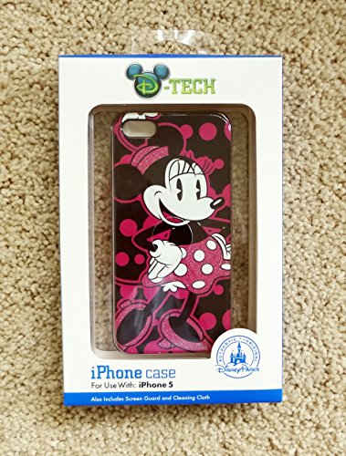 0400007164710 - DISNEY D-TECH WORLD WDW PARKS AUTHENTIC PINK & BLACK FASHIONABLE MISS MINNIE MOUSE IPHONE 5 PHONE HARD CASE & SCREEN GUARD CLEANING CLOTH