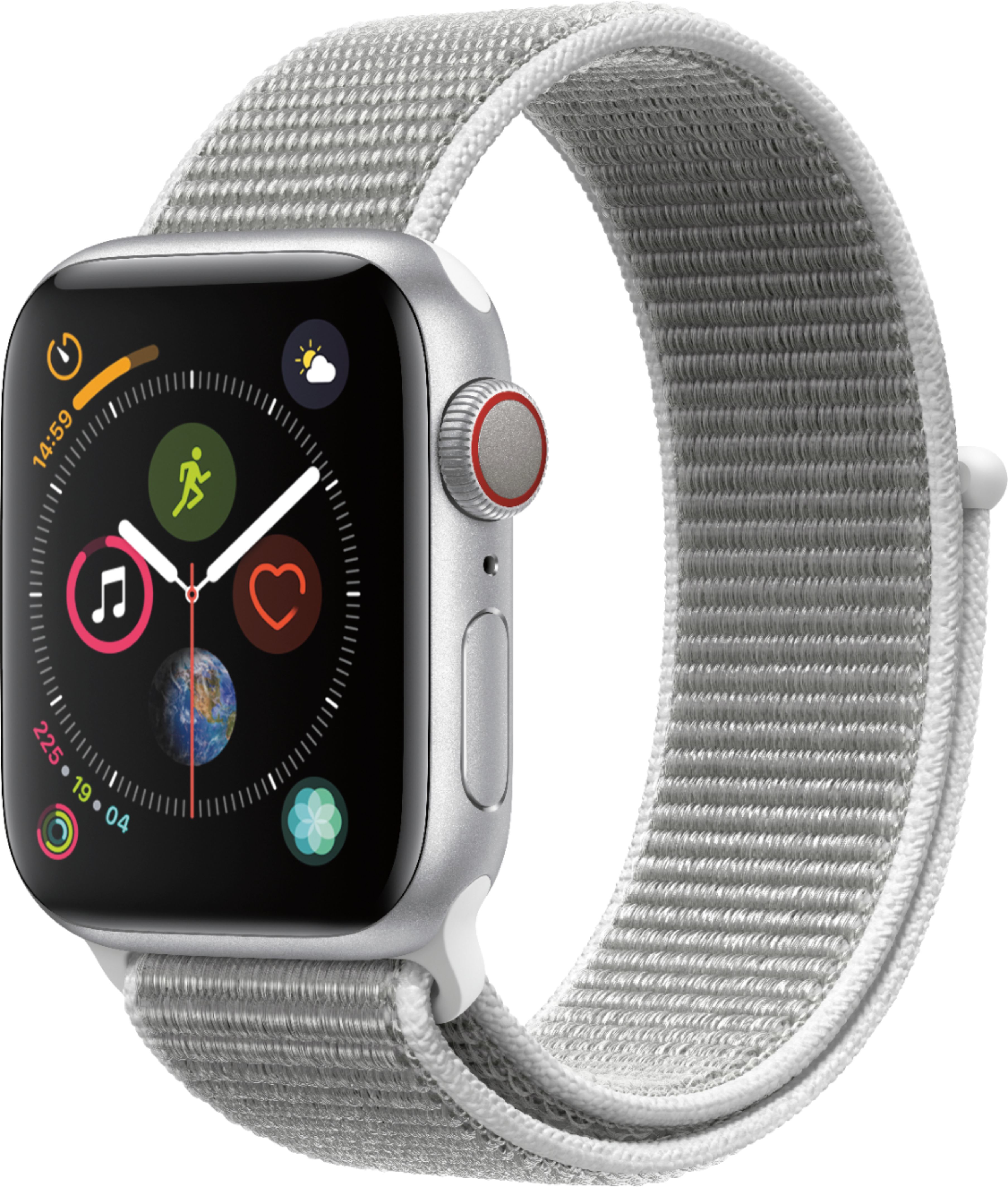 0400063040942 - GEEK SQUAD CERTIFIED REFURBISHED APPLE WATCH SERIES 4 (GPS + CELLULAR) 40MM ALUMINUM CASE WITH SEASHELL SPORT LOOP - SILVER ALUMINUM