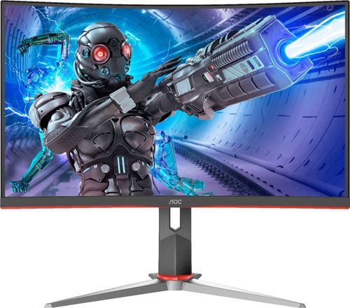 0400064737957 - AOC - GEEK SQUAD CERTIFIED REFURBISHED G2 SERIES 24 LED CURVED FHD FREESYNC MONITOR - BLACK/RED