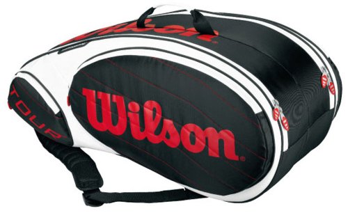 0400102791798 - WILSON SPORTING GOODS TOUR TENNIS RACQUET BAG (HOLDS 9 RACQUETS), BLACK/WHITE/RED