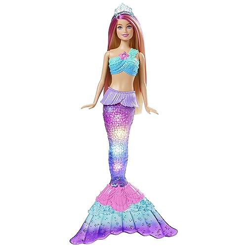 4001702021337 - BARBIE DREAMTOPIA DOLL, MERMAID TOY WITH WATER-ACTIVATED LIGHT-UP TAIL, PINK-STREAKED HAIR & 4 COLORFUL LIGHT SHOWS , 12 INCHES