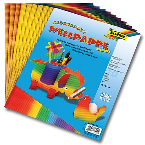 4001895890253 - RAINBOW CORRUGATED CARD TO MAKE MODELS AND DECORATE CHILDREN'S ARTS AND CRAFTS PROJECTS (PACK OF 10)