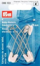 4002270861035 - PRYM 086103 NAPPY PINS STAINLESS STEEL 55MM, 4 PIECES