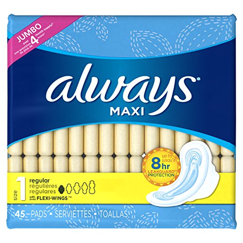 4004218134430 - ALWAYS PADS REGULAR W/FLEXI-WINGS, UNSCENTED - 45 CT