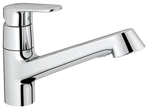 4005176879067 - GROHE EUROPLUS KITCHEN TAP (120 DEGREE SWIVEL, LOW SPOUT WITH INTEGRATED AND EXTRACTABLE HAND SHOWER) - CHROME