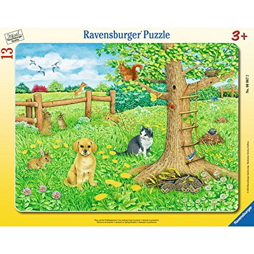 4005556060672 - RAVENSBURGER ANIMALS ON THE SPRING MEADOW MY FIRST FRAME PUZZLE (13-PIECE)