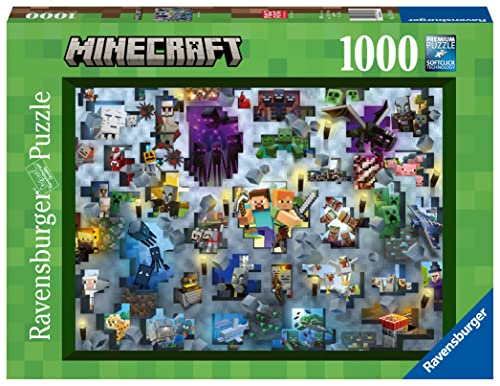 4005556171880 - RAVENSBURGER MINECRAFT MOBS 1000 PIECE JIGSAW PUZZLE FOR ADULTS – EVERY PIECE IS UNIQUE, SOFTCLICK TECHNOLOGY MEANS PIECES FIT TOGETHER PERFECTLY
