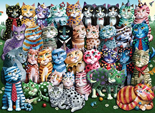 4005556823949 - RAVENSBURGER CATS FAMILY REUNION 500 PIECE JIGSAW PUZZLE FOR ADULTS - 81572 - EVERY PIECE IS UNIQUE, SOFTCLICK TECHNOLOGY MEANS PIECES FIT TOGETHER PERFECTLY