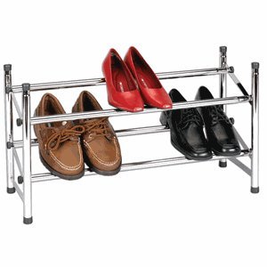 0040071110451 - HOUSEHOLD ESSENTIALS EXPANDABLE TWO-TIER SHOE RACK, CHROME