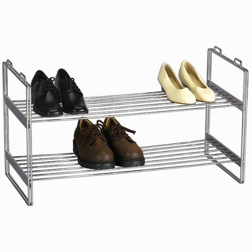 0040071110468 - HOUSEHOLD ESSENTIALS STACKABLE TWO-TIER SHOE RACK, CHROME
