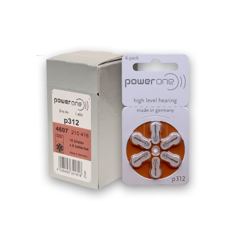 4008496341818 - POWER ONE P312 HEARING AID BATTERY (10 PACKS OF 6 EACH)