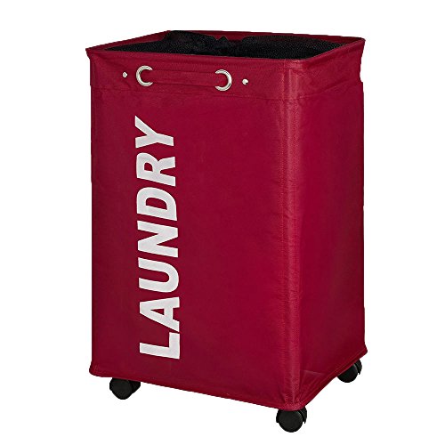 4008838345115 - WENKO 3450111100 LAUNDRY BIN QUADRO RED - LAUNDRY BASKET, CAPACITY 20.87 GAL, POLYESTER, 15.7 X 23.6 X 13 INCH, RED