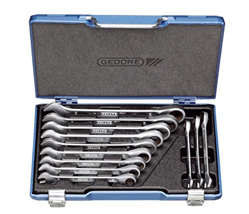 4010886889329 - GEDORE 2297442 OPEN-ENDED WRENCHES WITH RING RATCHET SET, 8-19MM WIDTH (12 PIECES)