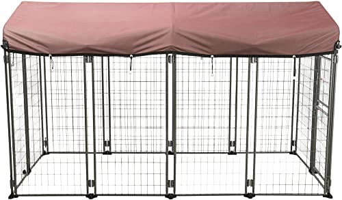 4011905392127 - TRIXIE DELUXE OUTDOOR DOG KENNEL WITH COVER, PORTABLE AND EXPANDABLE, HEAVY DUTY, KENNEL SYSTEM, LOCKABLE, FOLDABLE, EASY TO STORE, XXL