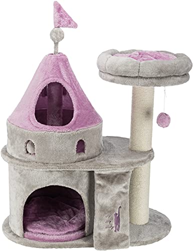 4011905448527 - TRIXIE MY KITTY DARLING CASTLE CONDO, SCRATCHING POST, CAT TREE, CAT FURNITURE, POM POM, REMOVABLE CUSHION