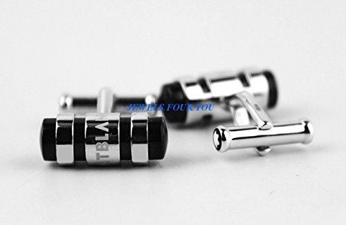 4017941572851 - MONTBLANC STERLING SILVER BAR CUFFLINKS THREE RINGS BLACK PVD. GERMANY. IDENT: 106681