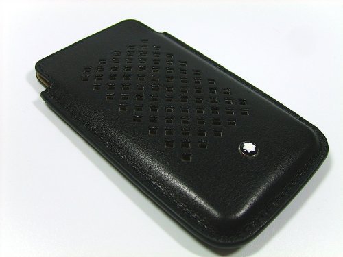 4017941646668 - MONTBLANC MEISTERSTUCK COLLECTION SOFT CASE 4 AND 4S SMARTPHONE , BLACK CALFSKIN PERFORATED