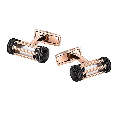 4017941681010 - MONTBLANC LEONARDO COLLECTABLE ROSE GOLD PVD STEEL AND GREY CUFF LINKS 109789