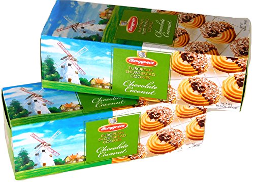 0040232088346 - BORGGREVE EUROPEAN CHOCOLATE COCONUT SHORTBREAD BISCUIT RING COOKIES IMPORTED FROM GERMANY (2 PACKS)