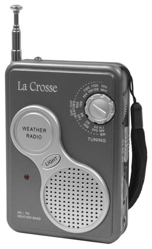 0040252967607 - LA CROSSE TECHNOLOGY 809-905 AM/FM HANDHELD WEATHER RADIO WITH NOAA WEATHER BAND CHANNELS, FLASHLIGHT, EARPHONE JACK, AND INCLUDED HAND STRAP FOR EASY TRANSPORT