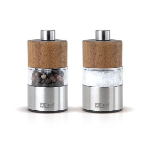 4037571321964 - ADHOC DAVID ACACIA AND STAINLESS STEEL PEPPER MILL SET, 2.5-INCH