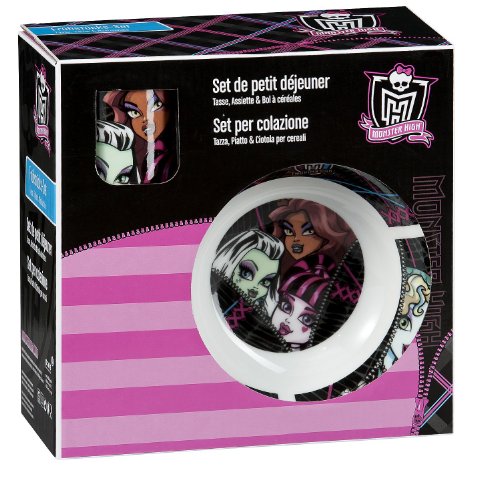 4043891684887 - MONSTER HIGH BREAKFAST SET 3-PIECE. PLATE. CEREAL BOWL AND MUG