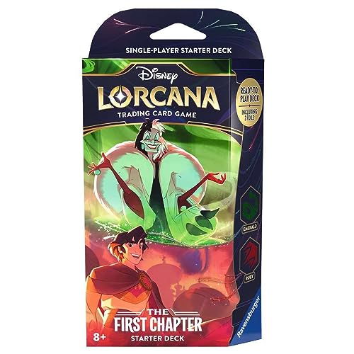 4050368981707 - RAVENSBURGER DISNEY LORCANA: THE FIRST CHAPTER TCG STARTER DECK RUBY & EMERALD FOR AGES 8 AND UP