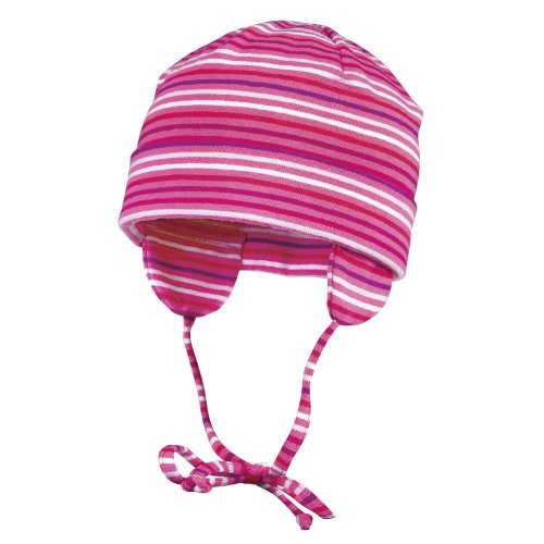 4052393343918 - MAXIMO BABY GIRLS HAT WITH STRIPES, COTTON HAT WITH EAR FLAPS AND STRINGS (43(3-6 MOS))