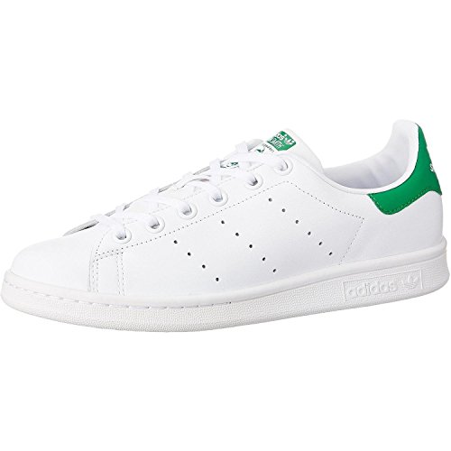 4054075325038 - ADIDAS STAN SMITH J KIDS LEATHER TRAINERS WHITE GREEN 5.5 US