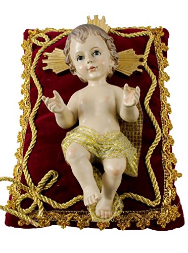 4054678224004 - JESUS CHILD ON PILLOWS RED/GOLD WITH '