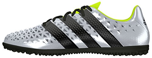 4056565471447 - ADIDAS ACE 16.3 JR TURF FOOTBALL BOOTS - YOUTH - SILVER MET/CORE BLACK/SOLAR YELLOW - UK KIDS SHOE SIZE 3