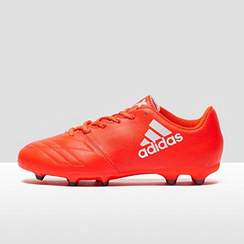 4056567283154 - ADIDAS X 16.3 FIRM GROUND LEATHER JUNIOR SOCCER BOOTS, RED, US2.5