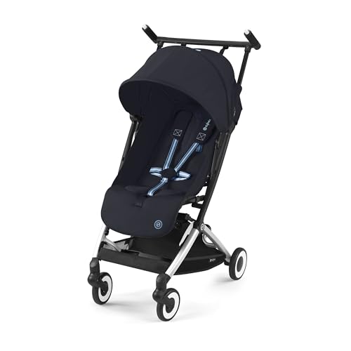 4063846451296 - CYBEX LIBELLE LIGHTWEIGHT TRAVEL BABY STROLLER WITH ULTRA COMPACT CARRY ON FOLD, SMOOTH SUSPENSION, AND ONE HAND ADJUSTABLE RECLINE, TRAVEL SYSTEM READY, DARK BLUE