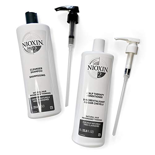 4064666054827 - NIOXIN SYSTEM 2 FOR NATURAL HAIR WITH PROGRESSED THINNING CLEANSER SHAMPOO (33.8 OUNCE) AND SCALP THERAPY CONDITIONER (33.8 OUNCE) PREPACK,PUMPS INCLUDED