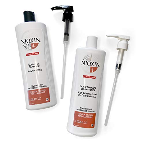4064666054834 - NIOXIN SYSTEM 4 FOR COLOR TREATED HAIR WITH PROGRESSED THINNING CLEANSER SHAMPOO (33.8 OUNCE) AND SCALP THERAPY CONDITIONER (33.8 OUNCE) PREPACK.PUMPS INCLUDED