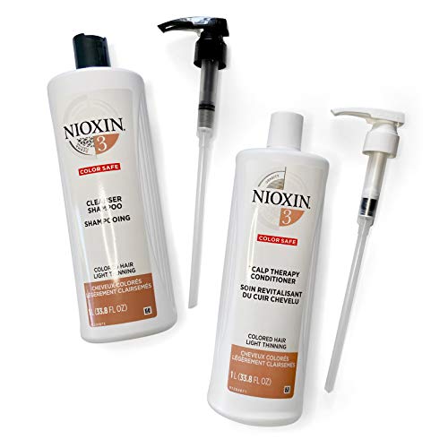 4064666054841 - NIOXIN SYSTEM 3 FOR COLOR TREATED HAIR WITH LIGHT THINNING CLEANSER SHAMPOO (33.8 OUNCE) AND SCALP THERAPY CONDITIONER (33.8 OUNCE) PREPACK,PUMPS INCLUDED