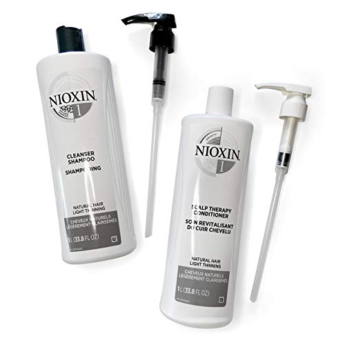 4064666054858 - NIOXIN SYSTEM 1 FOR NATURAL HAIR WITH LIGHT THINNING CLEANSER SHAMPOO (33.8 OUNCE) AND SCALP THERAPY CONDITIONER (33.8 OUNCE) PREPACK,PUMPS INCLUDED