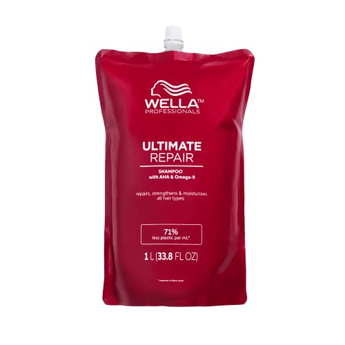 4064666333335 - WELLA PROFESSIONALS ULTIMATE REPAIR SHAMPOO, PROFESSIONAL LIGHTWEIGHT CREAM SHAMPOO FOR DAMAGED HAIR, 1L POUCH