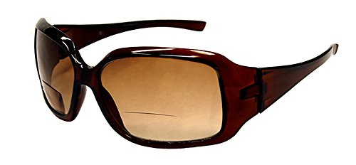 4089747936458 - I11X TRAVELER EVERYDAY OVERSIZED SHIELD STYLE NEAR-INVISIBLE LINE MAGNIFYING BI FOCAL SUN READER SUNGLASSES (COGNAC, 1.75)