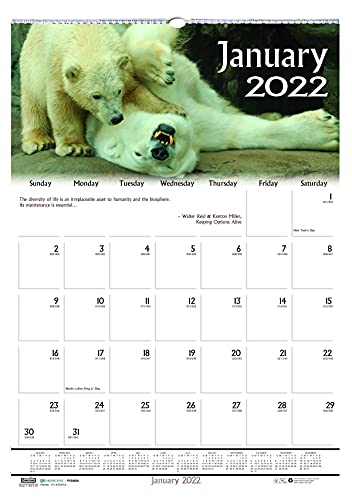 0040983302609 - HOUSE OF DOOLITTLE 2022 MONTHLY WALL CALENDAR, EARTHSCAPES WILDLIFE, 15.5 X 22 INCHES, JANUARY - DECEMBER (HOD373-22)