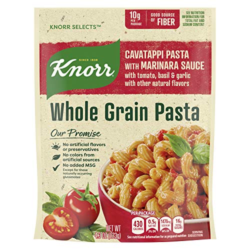 0041000007729 - KNORR SELECTS WHOLE GRAIN PASTA FOR A DELICIOUS PASTA SIDE DISH CAVATAPPI WITH MARINARA SAUCE GOOD SOURCE OF FIBER 4.3 OZ