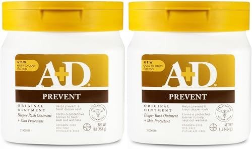 0041100811646 - A+D ORIGINAL DIAPER RASH OINTMENT - PREVENTS & PROTECTS DIAPER RASH - MOISTURIZING SKIN PROTECTANT WITH VITAMINS A & D - HEALING SKIN OINTMENT FOR DRY AND CRACKED SKIN - 16OZ - PACK OF 2