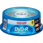 0041113966548 - MAXELL 16X WRITE-ONCE DVD-R SPINDLE - 15 PACK