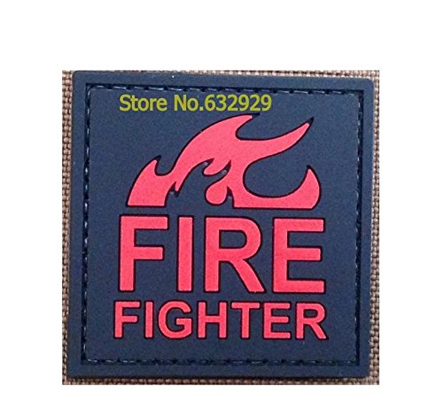 4111476099743 - FIREFIGHTER PVC VELCRO PATCH EMT EMS DEPT FD FIRE RED