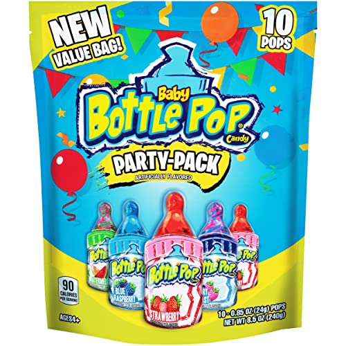 0041116212161 - BABY BOTTLE POP LOLLIPOPS WITH DIPPING POWDER, INDIVIDUALLY WRAPPED BULK VARIETY PARTY PACK - 10 COUNT LOLLIPOP SUCKERS W/ ASSORTED FLAVORS - FUN CANDY FOR BIRTHDAYS & CELEBRATIONS