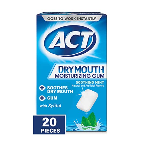 0041167099216 - ACT DRY MOUTH MOISTURIZING GUM, 20 PIECES, WITH XYLITOL, SUGAR FREE SOOTHING MINT