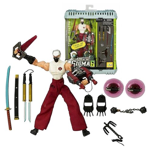 0041250027225 - HASBRO YEAR 2006 G.I. JOE SIGMA 6 CLASSIFIED SERIES 8 INCH TALL ACTION FIGURE - NINJA STORM SHADOW WITH NUNCHAKU, BATTLE KNIFE, KATANA SWORD, CLIMBING CUPS, BOLO LAUNCHER, GRAPPLING HOOK, BOOT CLAWS, CHAINED BALL AND WEAPONS CASE