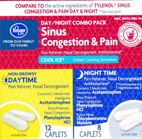 0041260355998 - KROGER SINUS CONGESTANT & PAIN DAYTIME/NIGHTTIME, COMPARE TO ACTIVE INGREDIENT IN TYLENOL SINUS CONGESTION & PAIN